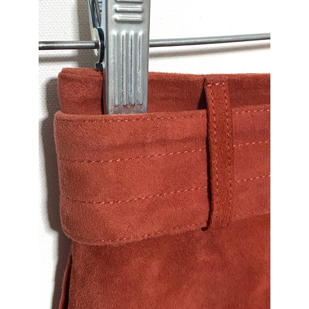 Joie Button Front Mini A Line Skirt Neida Lamb Leather Suede Belted Womens 0 - Picture 5 of 7